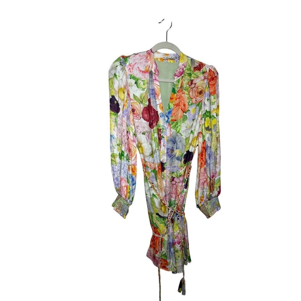 Alice + Olivia Antonette Long-Sleeve Button-Front Mini Dress – Women’s Size 10 - Picture 4 of 11